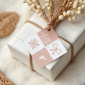 Joy Retro Checkered Pattern Weihnachtsmonogramm Geschenkanhänger