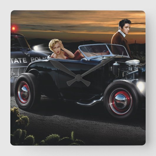 Joy Ride Quadratische Wanduhr (Vorderseite)