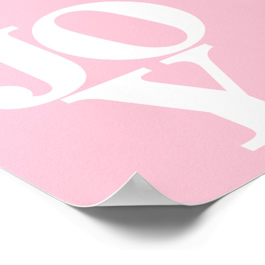 Joy rosa typografische Kinderzimmer Poster (Ecke)