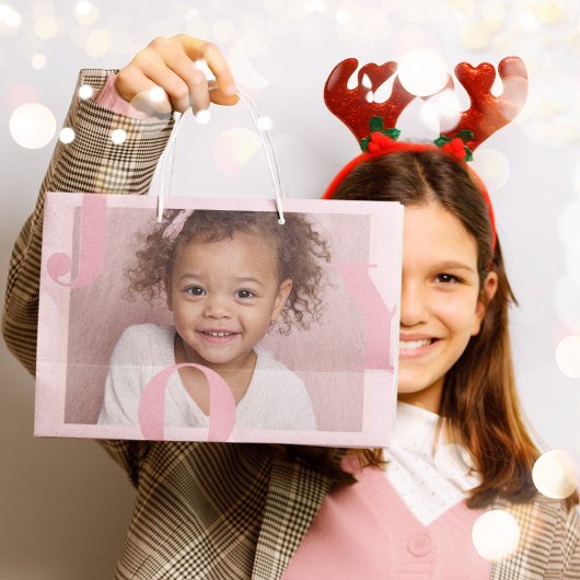 JOY Rosafarbenes modernes Weihnachtsgeschenk | Per Große Geschenktüte