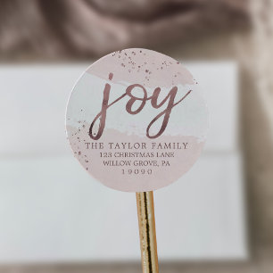 Joy Rose Gold Weihnachten Rücksendeadresse Runder Aufkleber