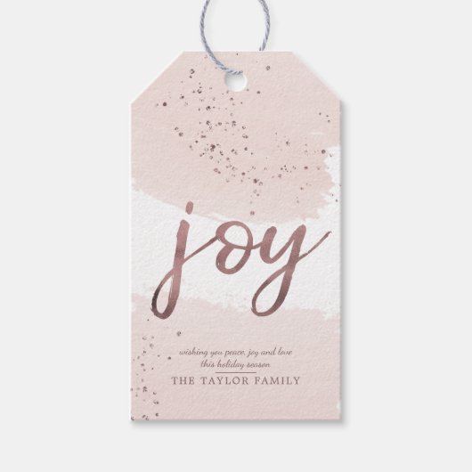 Joy | Rose Weihnachten Geschenkanhänger (Vorderseite)