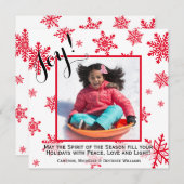 Joy! Rote und weiße Schneeflocken Weihnachtsfotoka (Vorne/Hinten)