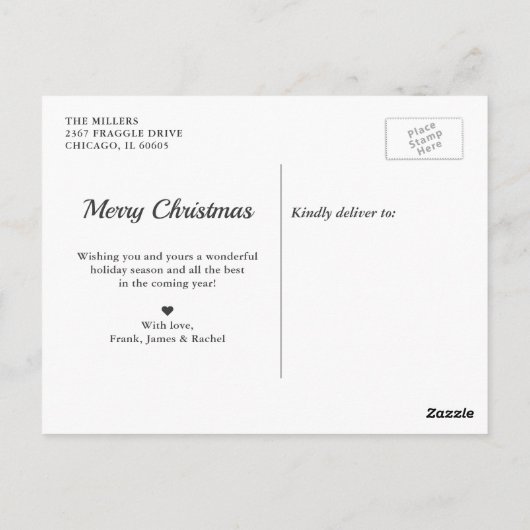 JOY | Rotes Kariertes Foto Collage Weihnachtsfeier Postkarte (Rückseite)