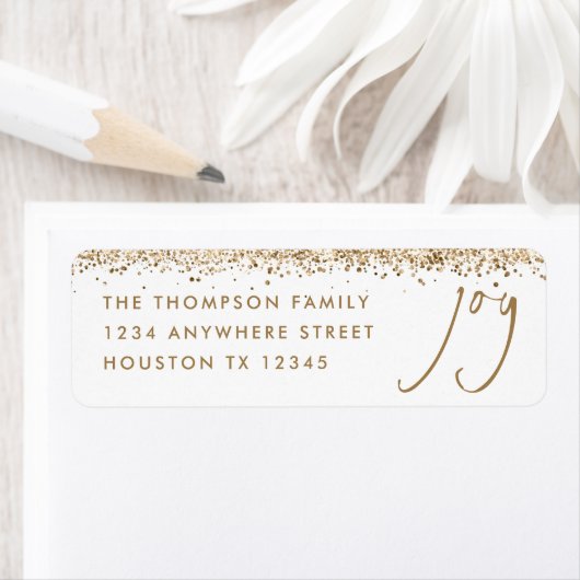 Joy Rücksendeadresse Gold Glitzer White Christmas (Insitu)