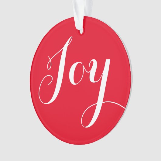 "Joy" Runde Weihnachtsschmuck Ornament (Vorderseite)