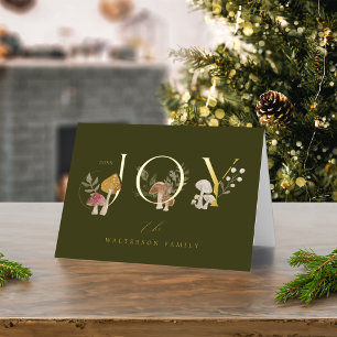 Joy Rustic Woodsy Watercolor Pilz Weihnachten