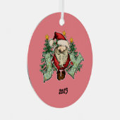 Joy Santa Christmas Ornament Aus Metall (Vorderseite Rechts)