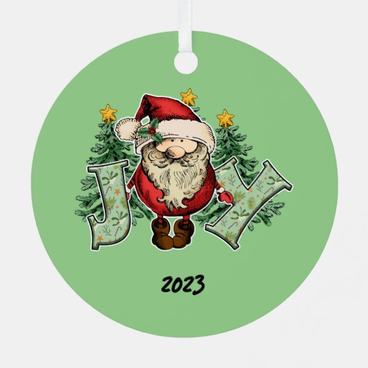 Joy Santa Christmas Ornament Aus Metall (Rückseite)