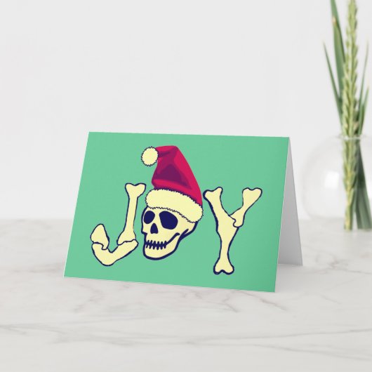 Joy - Santa SKull Feiertagskarte (Vorderseite)