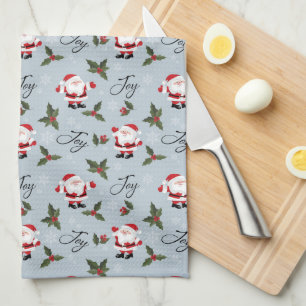 Joy, Santa und Christmas Holly Geschirrtuch