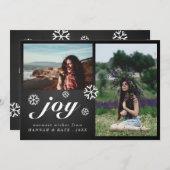 Joy Script Chalkboard Weihnachtsschneeflocken Foto Feiertagskarte (Vorne/Hinten)