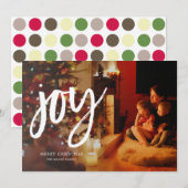 Joy Script Foto Holiday Card Feiertagskarte (Vorne/Hinten)