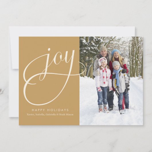 Joy Script | Gold Feiertagskarte (Vorderseite)
