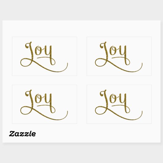 Joy Script Gold Glitzer Rechteckiger Aufkleber (Blatt)