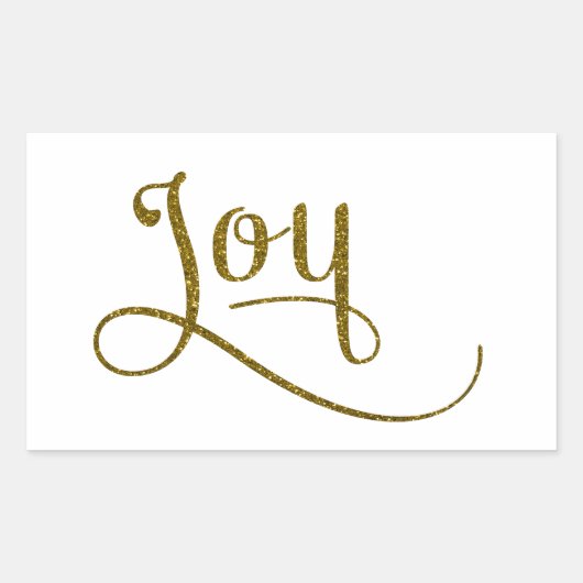 Joy Script Gold Glitzer Rechteckiger Aufkleber (Vorderseite)