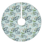 Joy Script Green Sage Floral Foliage Weihnachten Polyester Weihnachtsbaumdecke (Vorderseite)