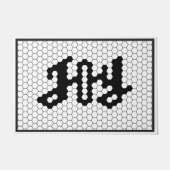 Joy Script Holiday Imitate Tile Black and White Fußmatte (Vorderseite)
