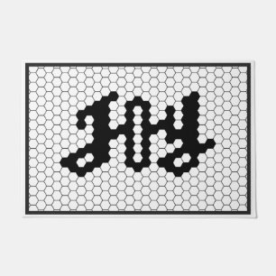Joy Script Holiday Imitate Tile Black and White Fußmatte