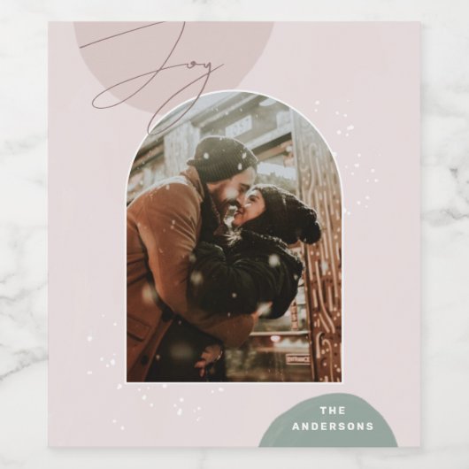 Joy Script Holiday | Modernes Weihnachtsfest im Fo Weinetikett (Einzelnes Label)