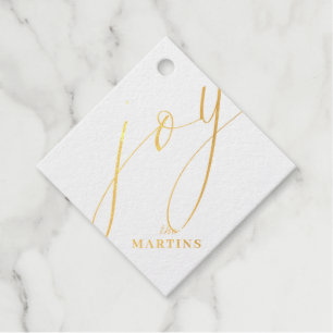 Joy Script Real Gold Foil Blumengestein Weihnachts Geschenkanhänger