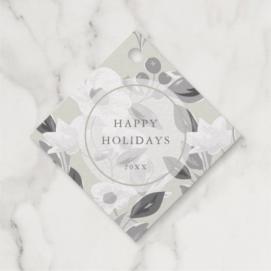 Joy Script Real Gold Foil Blumengestein Weihnachts Geschenkanhänger (Rückseite)