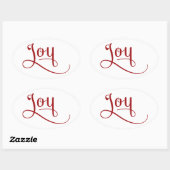 Joy Script Red Ovaler Aufkleber (Blatt)