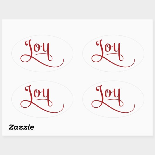 Joy Script Red Ovaler Aufkleber (Blatt)