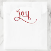 Joy Script Red Ovaler Aufkleber (Tasche)