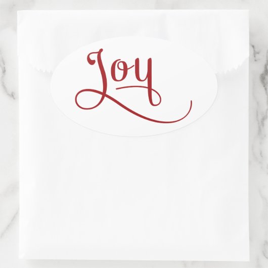 Joy Script Red Ovaler Aufkleber (Tasche)
