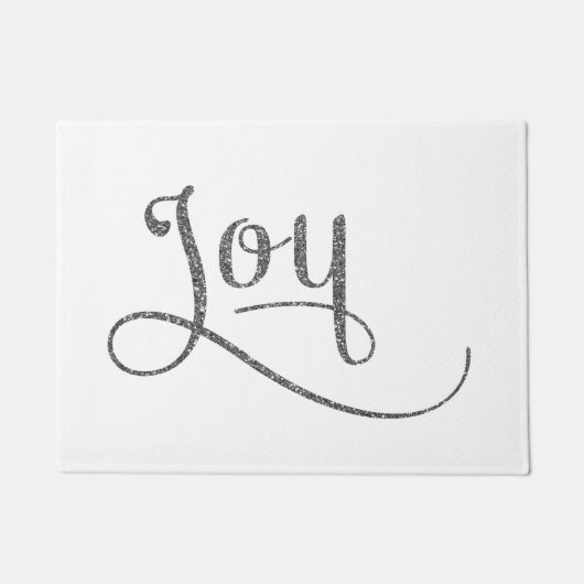 Joy Script Silver Glitzer Fußmatte (Vorderseite)