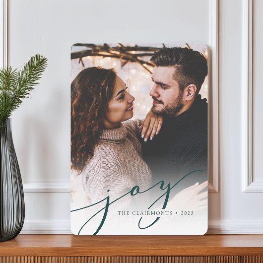 Joy Script | Weihnachts-Weihnachtsfotokarte Feiertagskarte