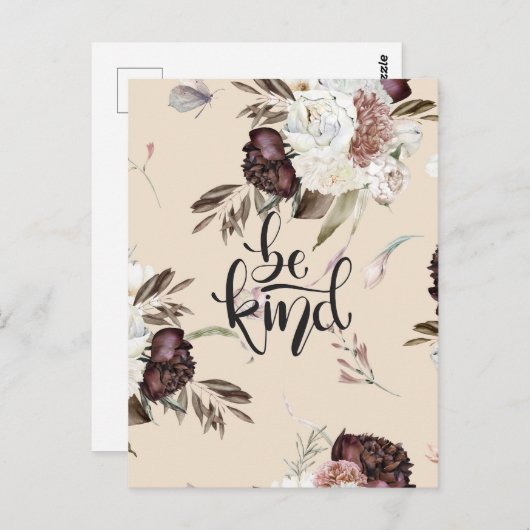JOY/ Seien Sie freundlich Floral Postcard Designer Postkarte (Vorne/Hinten)