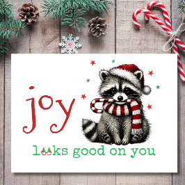 Joy sieht gut aus auf Niedlich Raccoon Weihnachten