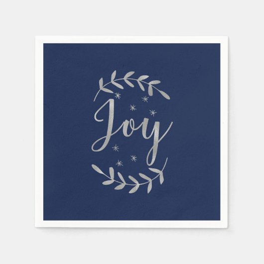 JOY Silver Blue Botanic Leaf Moderner Urlaub Serviette (Vorderseite)