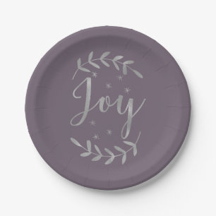 JOY Silver Botanical Leaf Moderne Feiertage JEDER  Pappteller