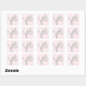 Joy Silver Gray Blush Rose Gold Metallic Script Quadratischer Aufkleber (Blatt)