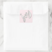 Joy Silver Gray Blush Rose Gold Metallic Script Quadratischer Aufkleber (Tasche)