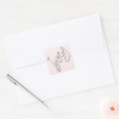 Joy Silver Gray Blush Rose Gold Metallic Script Quadratischer Aufkleber (Umschlag)