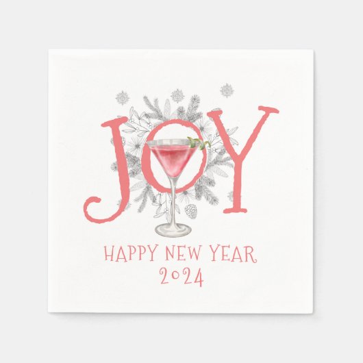 Joy Silvester Party Toast 2024 Serviette (Vorderseite)