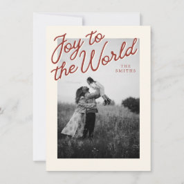 Joy Simple Christian Classic Red Christmas Photo Feiertagskarte