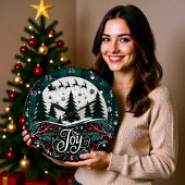 Joy Sleigh Plaid Night Große Wanduhr