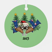 Joy Sloth Christmas Ornament Aus Metall (Rückseite)