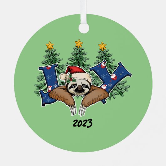 Joy Sloth Christmas Ornament Aus Metall (Rückseite)