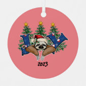 Joy Sloth Christmas Ornament Aus Metall (Vorderseite)