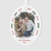 JOY Snowflake Frame Foto Ornament (Vorderseite)
