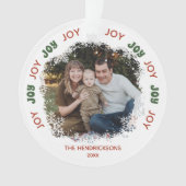 JOY Snowflake Frame Foto Ornament (Vorderseite)