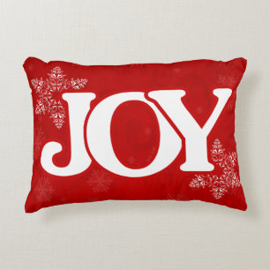 JOY Snowflake Pattern Elegantes Rotes Weihnachtsfe Dekokissen