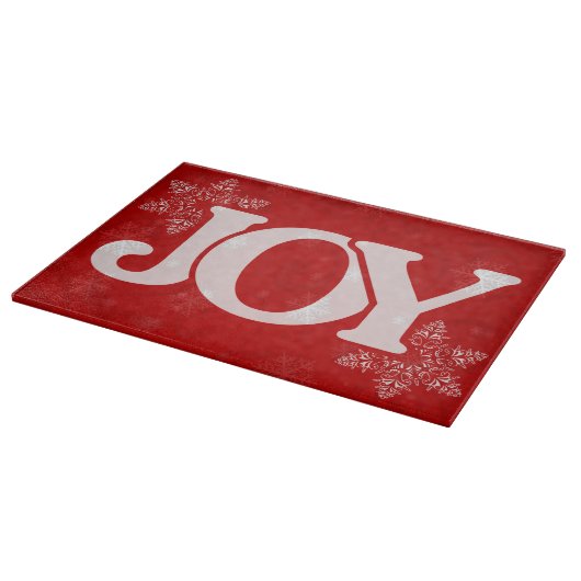 JOY Snowflake Pattern Elegantes Rotes Weihnachtsfe Schneidebrett (Ecke)
