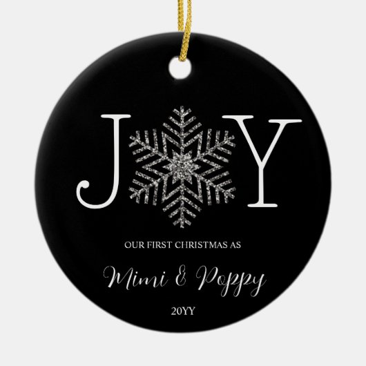 Joy Snowflake Unsere ersten Weihnachten als Großel Keramik Ornament (Vorne)